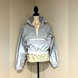 Gray Quarter-Zip Windbreaker Jacket